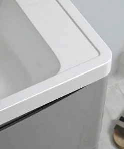 Fresca Tuscany 24 Inch Wall Mounted Bathroom Vanity with Glossy Gray Finish, White Acrylic Top & Integrated Rectangular Bowl -Tuscany Shop FVN9024GRG 6