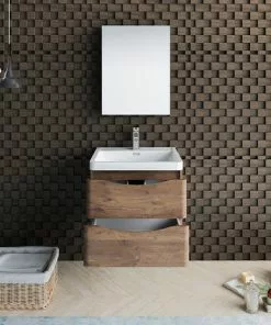 Fresca Tuscany 24" Rosewood Wall-Hung Vanity with White Acrylic Top & Integrated Rectangular Bowl -Tuscany Shop FVN9024RW 3