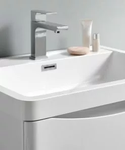 Fresca Tuscany 24"W x 19"D Glossy White Wall-Mounted Vanity with Integrated Rectangular Bowl & Medicine Cabinet - Modern Bathroom Solution -Tuscany Shop FVN9024WH 6