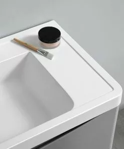 Fresca Tuscany 31.5" Glossy Gray Wall-Hung Vanity with White Acrylic Top & Integrated Rectangular Bowl - Modern Bathroom Vanity Set -Tuscany Shop FVN9032GRG 5