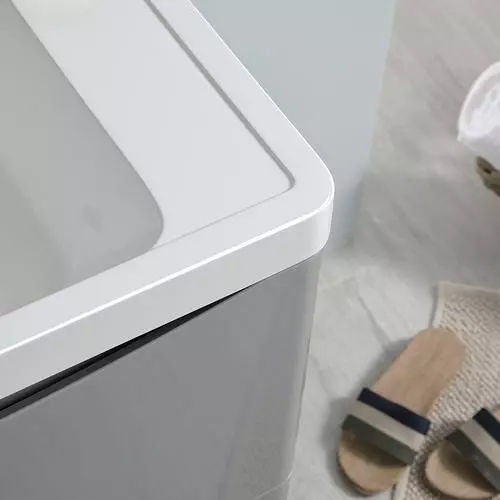 Fresca Tuscany 35.5"W Wall Hung Vanity with Glossy Gray Finish & White Acrylic Top | Integrated Rectangular Bowl & Medicine Cabinet 6 Fresca Tuscany 35.5"W Wall Hung Vanity with Glossy Gray Finish & White Acrylic Top | Integrated Rectangular Bowl & Medicine Cabinet - Image 6