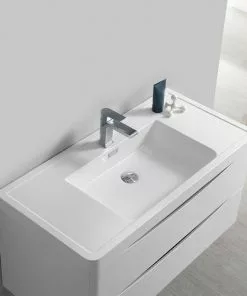 Fresca Tuscany 39.5"W Glossy White Wall Hung Vanity with White Acrylic Top & Rectangular Bowl 12 Fresca Tuscany 39.5"W Glossy White Wall Hung Vanity with White Acrylic Top & Rectangular Bowl -Tuscany Shop FVN9040WH 4