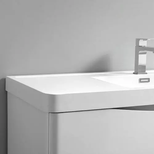 Fresca Tuscany 39.5"W Glossy White Wall Hung Vanity with White Acrylic Top & Rectangular Bowl 8 Fresca Tuscany 39.5"W Glossy White Wall Hung Vanity with White Acrylic Top & Rectangular Bowl - Image 8