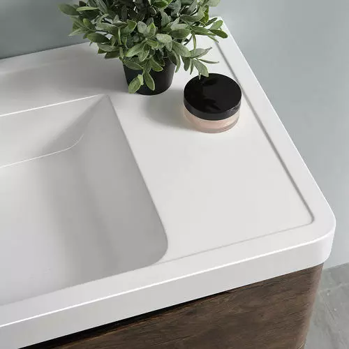 Fresca Tuscany 47"W Rosewood Wall Hung Vanity with White Acrylic Top & Integrated Rectangular Bowl & Medicine Cabinet 6 Fresca Tuscany 47"W Rosewood Wall Hung Vanity with White Acrylic Top & Integrated Rectangular Bowl & Medicine Cabinet - Image 6