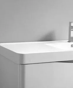 Fresca Tuscany 47"W Glossy White Wall Hung Vanity with White Acrylic Top & Integrated Rectangular Bowls + Medicine Cabinet -Tuscany Shop FVN9048WH D 7