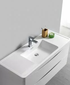 Fresca Tuscany 47"W Glossy White Wall Hung Vanity with Integrated Rectangular Bowl & Medicine Cabinet -Tuscany Shop FVN9048WH 4