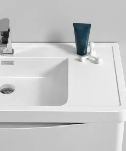 Fresca Tuscany 47"W Glossy White Wall Hung Vanity with Integrated Rectangular Bowl & Medicine Cabinet -Tuscany Shop FVN9048WH 5