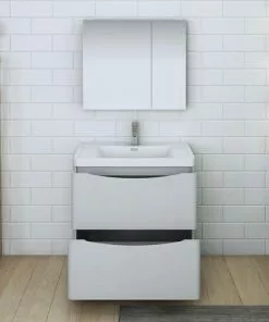 Fresca Tuscany 31.5"W x 19"D Glossy Gray Vanity with White Acrylic Top & Integrated Rectangular Bowl -Tuscany Shop FVN9132GRG 3