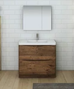 Fresca Tuscany 35.5"W Rosewood Vanity with White Acrylic Top & Integrated Rectangular Bowl + Medicine Cabinet 9 Fresca Tuscany 35.5"W Rosewood Vanity with White Acrylic Top & Integrated Rectangular Bowl + Medicine Cabinet -Tuscany Shop FVN9136RW 2