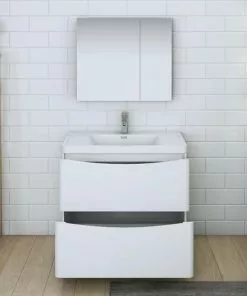 Fresca Tuscany 35.5"W X 19"D Glossy White Vanity with White Acrylic Top & Integrated Rectangular Bowl | Modern Bathroom Vanity with Medicine Cabinet 10 Fresca Tuscany 35.5"W X 19"D Glossy White Vanity with White Acrylic Top & Integrated Rectangular Bowl | Modern Bathroom Vanity with Medicine Cabinet -Tuscany Shop FVN9136WH 3