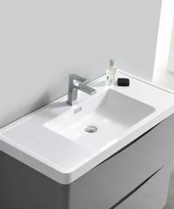 Fresca Tuscany 39.5"W Glossy Gray Vanity with White Acrylic Top & Integrated Rectangular Bowl | Modern Bathroom Vanity with Medicine Cabinet 11 Fresca Tuscany 39.5"W Glossy Gray Vanity with White Acrylic Top & Integrated Rectangular Bowl | Modern Bathroom Vanity with Medicine Cabinet -Tuscany Shop FVN9140GRG 4