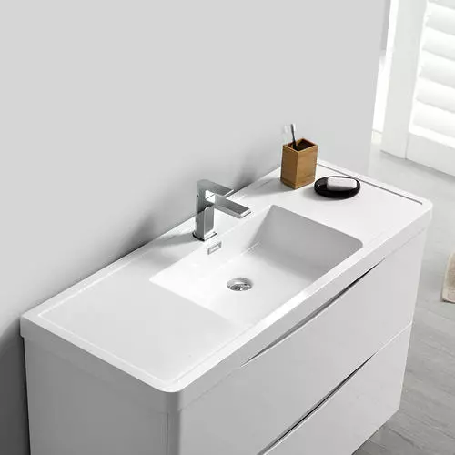 Fresca Tuscany 39.5"W White Vanity with Acrylic Top & Integrated Bowl - Modern Bathroom Design 5 Fresca Tuscany 39.5"W White Vanity with Acrylic Top & Integrated Bowl - Modern Bathroom Design - Image 5