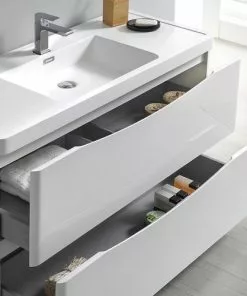 Fresca Tuscany 39.5"W White Vanity with Acrylic Top & Integrated Bowl - Modern Bathroom Design 13 Fresca Tuscany 39.5"W White Vanity with Acrylic Top & Integrated Bowl - Modern Bathroom Design -Tuscany Shop FVN9140WH 5