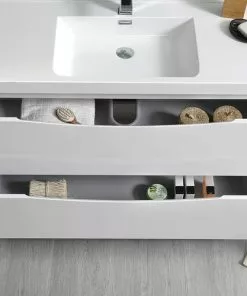 Fresca Tuscany 39.5"W White Vanity with Acrylic Top & Integrated Bowl - Modern Bathroom Design 14 Fresca Tuscany 39.5"W White Vanity with Acrylic Top & Integrated Bowl - Modern Bathroom Design -Tuscany Shop FVN9140WH 6