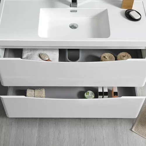 Fresca Tuscany 39.5"W White Vanity with Acrylic Top & Integrated Bowl - Modern Bathroom Design 7 Fresca Tuscany 39.5"W White Vanity with Acrylic Top & Integrated Bowl - Modern Bathroom Design - Image 7