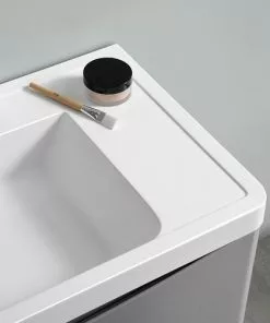 Fresca Tuscany 47"W Modern Bathroom Vanity with Glossy Gray Finish, White Acrylic Top & Integrated Rectangular Bowls, Includes Medicine Cabinet -Tuscany Shop FVN9148GRG D 5