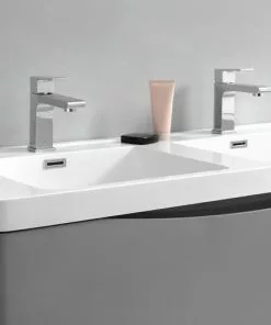 Fresca Tuscany 47"W Modern Bathroom Vanity with Glossy Gray Finish, White Acrylic Top & Integrated Rectangular Bowls, Includes Medicine Cabinet -Tuscany Shop FVN9148GRG D 7