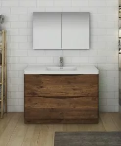 Fresca Tuscany 47"W Rosewood Vanity with White Acrylic Top & Integrated Rectangular Bowl, Includes Medicine Cabinet 10 Fresca Tuscany 47"W Rosewood Vanity with White Acrylic Top & Integrated Rectangular Bowl, Includes Medicine Cabinet -Tuscany Shop FVN9148RW 2