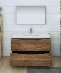 Fresca Tuscany 47"W Rosewood Vanity with White Acrylic Top & Integrated Rectangular Bowl, Includes Medicine Cabinet 11 Fresca Tuscany 47"W Rosewood Vanity with White Acrylic Top & Integrated Rectangular Bowl, Includes Medicine Cabinet -Tuscany Shop FVN9148RW 3