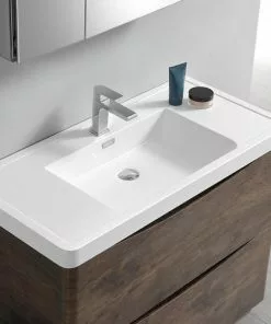 Fresca Tuscany 47"W Rosewood Vanity with White Acrylic Top & Integrated Rectangular Bowl, Includes Medicine Cabinet 12 Fresca Tuscany 47"W Rosewood Vanity with White Acrylic Top & Integrated Rectangular Bowl, Includes Medicine Cabinet -Tuscany Shop FVN9148RW 4