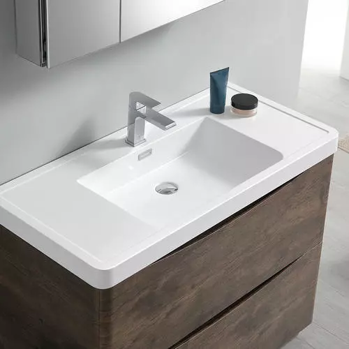 Fresca Tuscany 47"W Rosewood Vanity with White Acrylic Top & Integrated Rectangular Bowl, Includes Medicine Cabinet 5 Fresca Tuscany 47"W Rosewood Vanity with White Acrylic Top & Integrated Rectangular Bowl, Includes Medicine Cabinet - Image 5