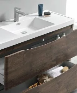 Fresca Tuscany 47"W Rosewood Vanity with White Acrylic Top & Integrated Rectangular Bowl, Includes Medicine Cabinet 13 Fresca Tuscany 47"W Rosewood Vanity with White Acrylic Top & Integrated Rectangular Bowl, Includes Medicine Cabinet -Tuscany Shop FVN9148RW 5