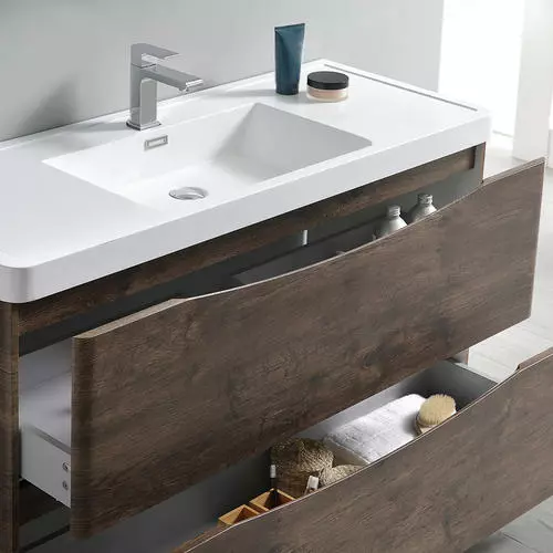 Fresca Tuscany 47"W Rosewood Vanity with White Acrylic Top & Integrated Rectangular Bowl, Includes Medicine Cabinet 6 Fresca Tuscany 47"W Rosewood Vanity with White Acrylic Top & Integrated Rectangular Bowl, Includes Medicine Cabinet - Image 6