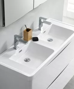 Fresca Tuscany 47"W Glossy White Bathroom Vanity with Acrylic Top & Medicine Cabinet -Tuscany Shop FVN9148WH D 4