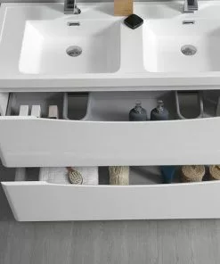 Fresca Tuscany 47"W Glossy White Bathroom Vanity with Acrylic Top & Medicine Cabinet -Tuscany Shop FVN9148WH D 6