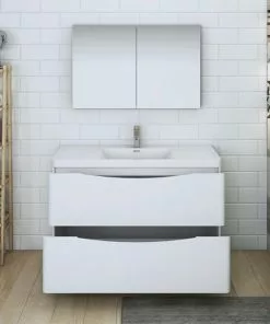 Fresca Tuscany 47"W x 19"D Glossy White Bathroom Vanity Set with Acrylic Top & Integrated Rectangular Bowl 11 Fresca Tuscany 47"W x 19"D Glossy White Bathroom Vanity Set with Acrylic Top & Integrated Rectangular Bowl -Tuscany Shop FVN9148WH 3