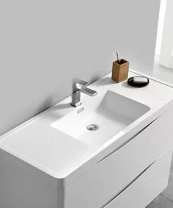 Fresca Tuscany 47"W x 19"D Glossy White Bathroom Vanity Set with Acrylic Top & Integrated Rectangular Bowl 12 Fresca Tuscany 47"W x 19"D Glossy White Bathroom Vanity Set with Acrylic Top & Integrated Rectangular Bowl -Tuscany Shop FVN9148WH 4