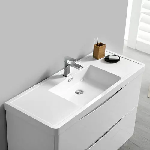 Fresca Tuscany 47"W x 19"D Glossy White Bathroom Vanity Set with Acrylic Top & Integrated Rectangular Bowl 5 Fresca Tuscany 47"W x 19"D Glossy White Bathroom Vanity Set with Acrylic Top & Integrated Rectangular Bowl - Image 5