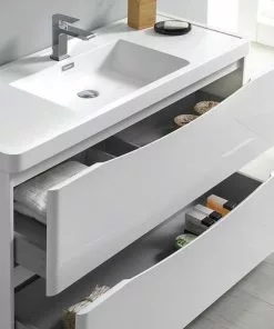 Fresca Tuscany 47"W x 19"D Glossy White Bathroom Vanity Set with Acrylic Top & Integrated Rectangular Bowl 13 Fresca Tuscany 47"W x 19"D Glossy White Bathroom Vanity Set with Acrylic Top & Integrated Rectangular Bowl -Tuscany Shop FVN9148WH 5