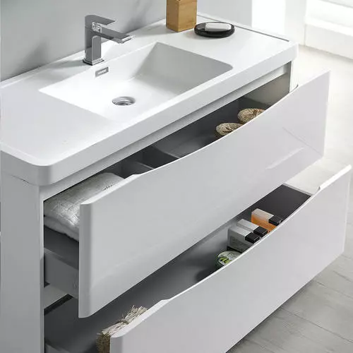 Fresca Tuscany 47"W x 19"D Glossy White Bathroom Vanity Set with Acrylic Top & Integrated Rectangular Bowl 6 Fresca Tuscany 47"W x 19"D Glossy White Bathroom Vanity Set with Acrylic Top & Integrated Rectangular Bowl - Image 6