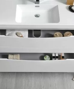 Fresca Tuscany 47"W x 19"D Glossy White Bathroom Vanity Set with Acrylic Top & Integrated Rectangular Bowl 14 Fresca Tuscany 47"W x 19"D Glossy White Bathroom Vanity Set with Acrylic Top & Integrated Rectangular Bowl -Tuscany Shop FVN9148WH 6