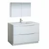 Fresca Tuscany 47"W x 19"D Glossy White Bathroom Vanity Set with Acrylic Top & Integrated Rectangular Bowl