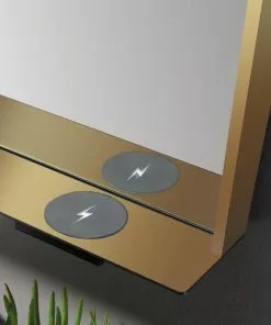 Tuscany® 60"W X 36"H Matte Gold Framed LED Mirror - Modern Bathroom Decor -Tuscany Shop GOLD cellphonecharger 3