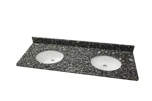 Tuscany® 61"W X 22"D Ice Diamond Granite Bathroom Vanity Top with Oval Undermount Bowls 1 Tuscany® 61"W X 22"D Ice Diamond Granite Bathroom Vanity Top with Oval Undermount Bowls