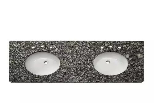 Tuscany® 61"W X 22"D Ice Diamond Granite Bathroom Vanity Top with Oval Undermount Bowls 4 Tuscany® 61"W X 22"D Ice Diamond Granite Bathroom Vanity Top with Oval Undermount Bowls - Image 4