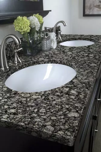 Tuscany® 61"W X 22"D Ice Diamond Granite Bathroom Vanity Top with Oval Undermount Bowls 2 Tuscany® 61"W X 22"D Ice Diamond Granite Bathroom Vanity Top with Oval Undermount Bowls - Image 2
