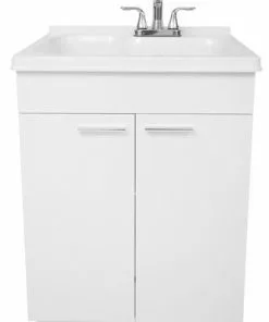 Tuscany® 24"W X 21-1/2"D White Cabinet with ABS Laundry/Utility Tub & Faucet