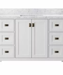 Tuscany® Rio 48"W X 22"D White Vanity with White Carrara Marble Top & Rectangular Undermount Bowl