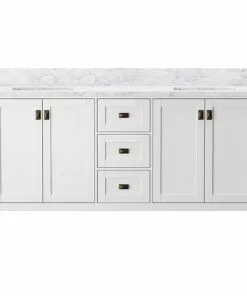 Tuscany® Rio 72"W x 22"D White Vanity with White Carrara Marble Top & Rectangular Undermount Bowls