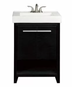Tuscany® Verona 24"W X 14"D Black Vanity with White Ceramic Top & Integrated Bowl - Modern Bathroom Vanity Set with Mirror -Tuscany Shop YG2414BL 2D3