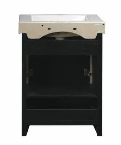 Tuscany® Verona 24"W X 14"D Black Vanity with White Ceramic Top & Integrated Bowl - Modern Bathroom Vanity Set with Mirror -Tuscany Shop YG2414BL 2D4