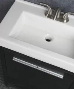 Tuscany® Verona 24"W X 14"D Black Vanity with White Ceramic Top & Integrated Bowl - Modern Bathroom Vanity Set with Mirror -Tuscany Shop YG2414BL 2D6