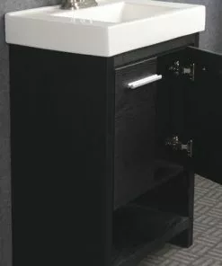 Tuscany® Verona 24"W X 14"D Black Vanity with White Ceramic Top & Integrated Bowl - Modern Bathroom Vanity Set with Mirror -Tuscany Shop YG2414BL 2D7