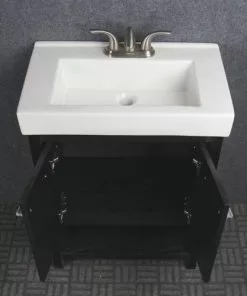 Tuscany® Verona 24"W X 14"D Black Vanity with White Ceramic Top & Integrated Bowl - Modern Bathroom Vanity Set with Mirror -Tuscany Shop YG2414BL 2D8