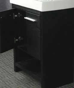 Tuscany® Verona 24"W X 14"D Black Vanity with White Ceramic Top & Integrated Bowl - Modern Bathroom Vanity Set with Mirror -Tuscany Shop YG2414BL 2D9