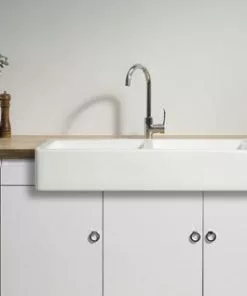 Tuscany® Farmhouse/Apron Front White Ceramic Double Bowl Kitchen Sink | Durable & Stylish Design -Tuscany Shop alt2